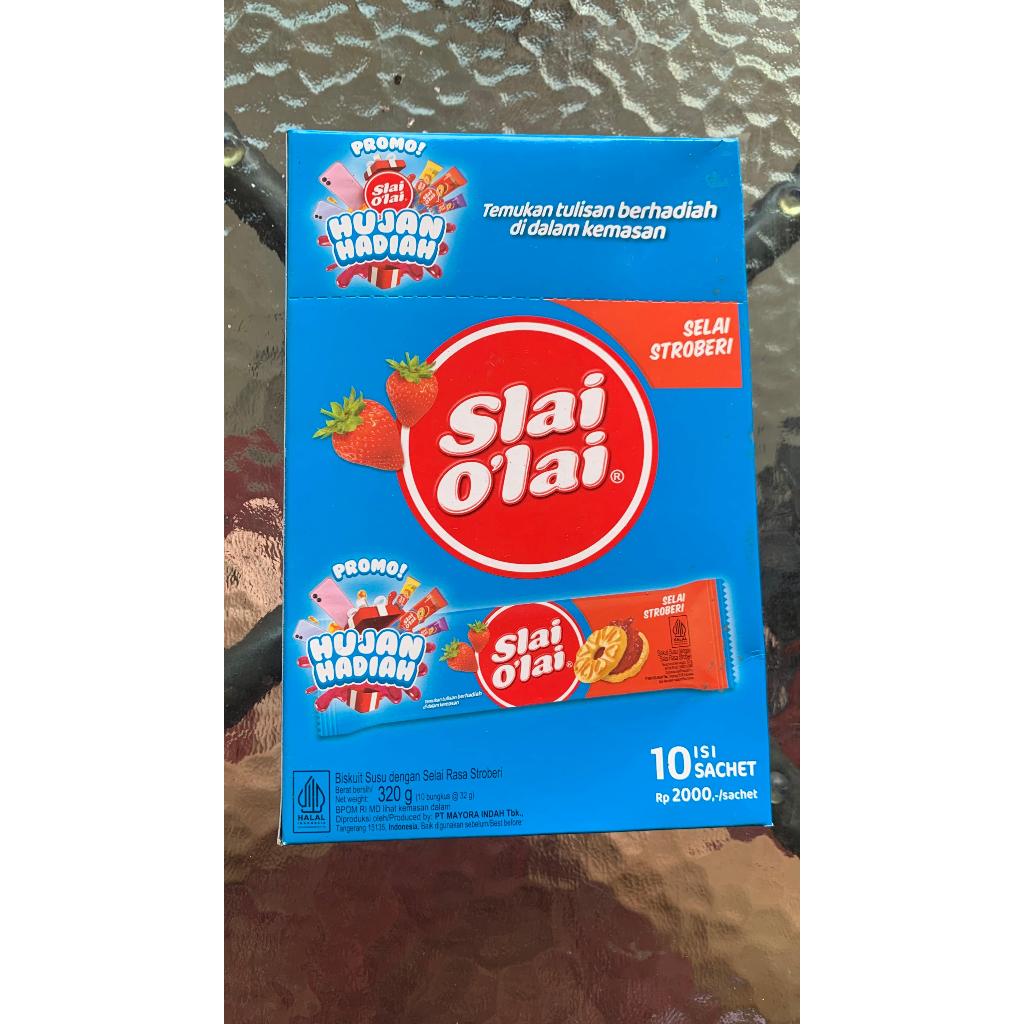 

Slai olai rasa stroberi 1 Box isi 10 sachet kemasan baru