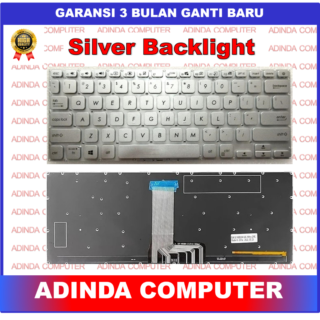 Keyboard Asus X409 14 M409 M409B Silver Backlight