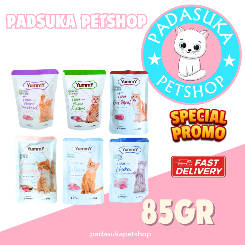 Yummy pouch cat 85gr kitten & adult ALL VARIANT yummy cat wet food