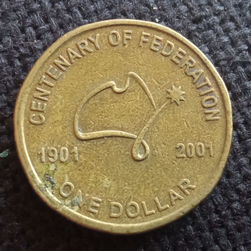 Uang Kuno Koin Australia 1 Dollar Commemorative 2001 Hari Jadi Federasi ke 100