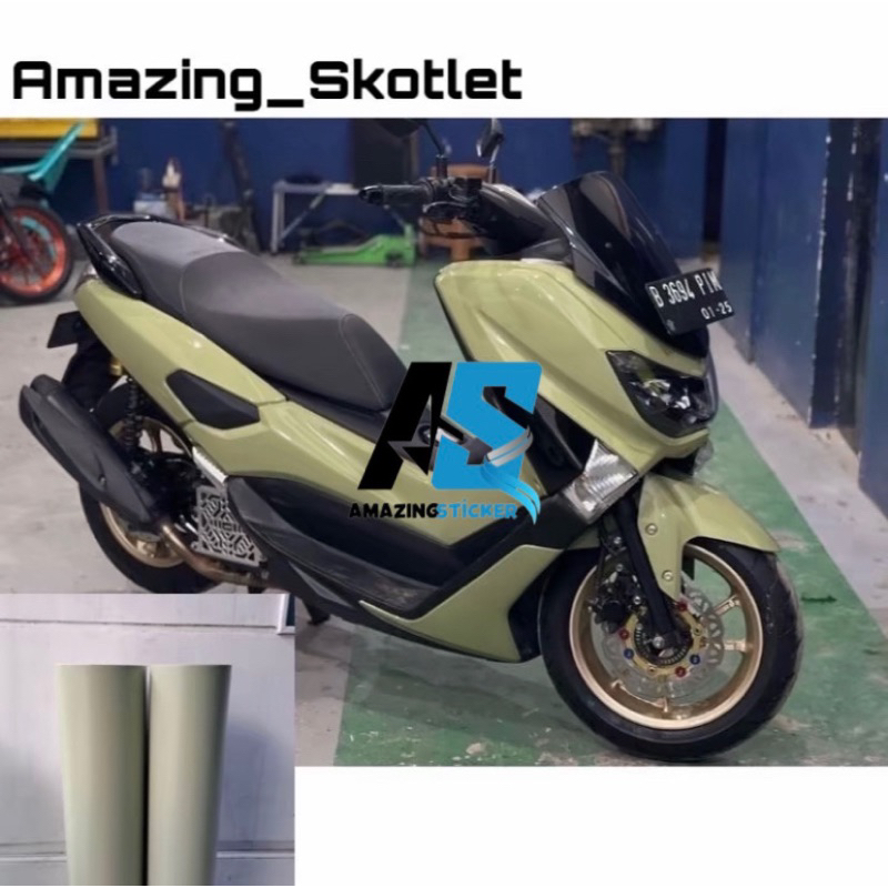 sticker skotlet motor hijau sage glossy premium / scotlite hijau pastel mengkilat / skotlet hijau sa