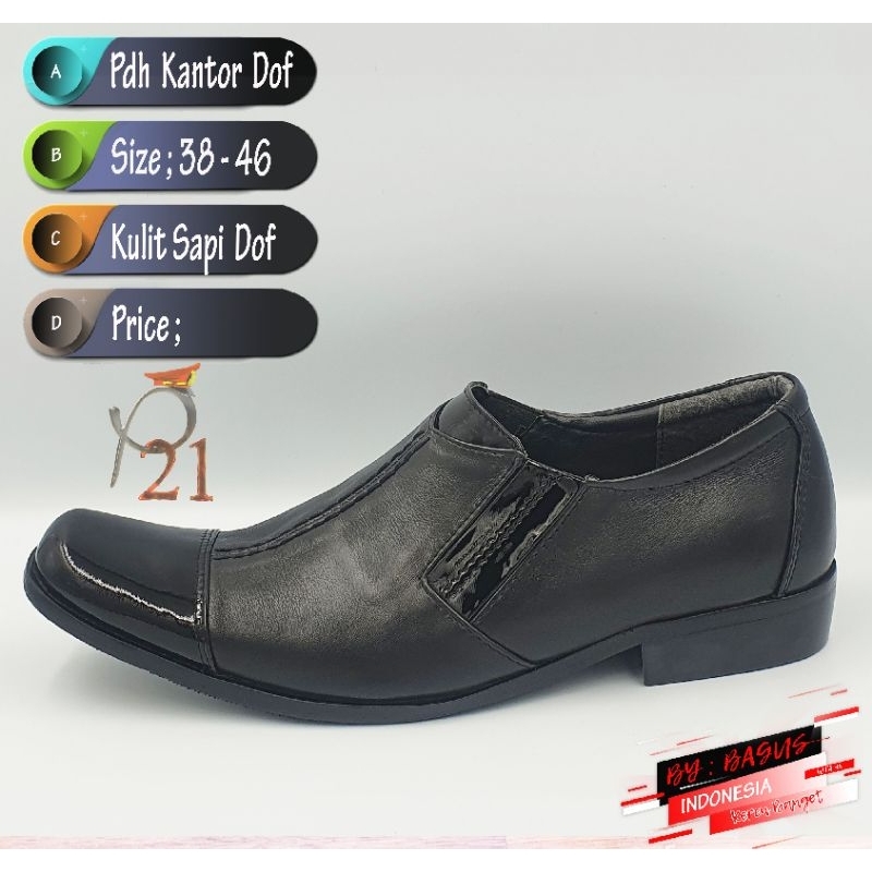 sepatu pdh pria merk p21 kulit asli model PDH PENDEK PREMAN KOMBINASI