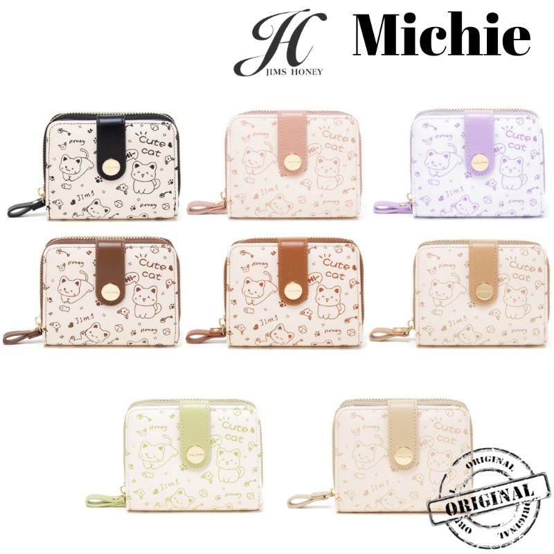 Dompet kecil lipat wanita lucu motif kucing original jims honey michie