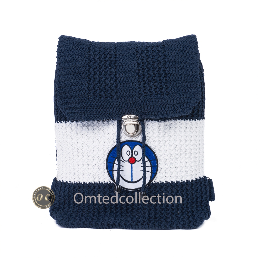 Tas karakter doraemon anak perempuan tk sd bahan rajut tebal banyak pilihan warna