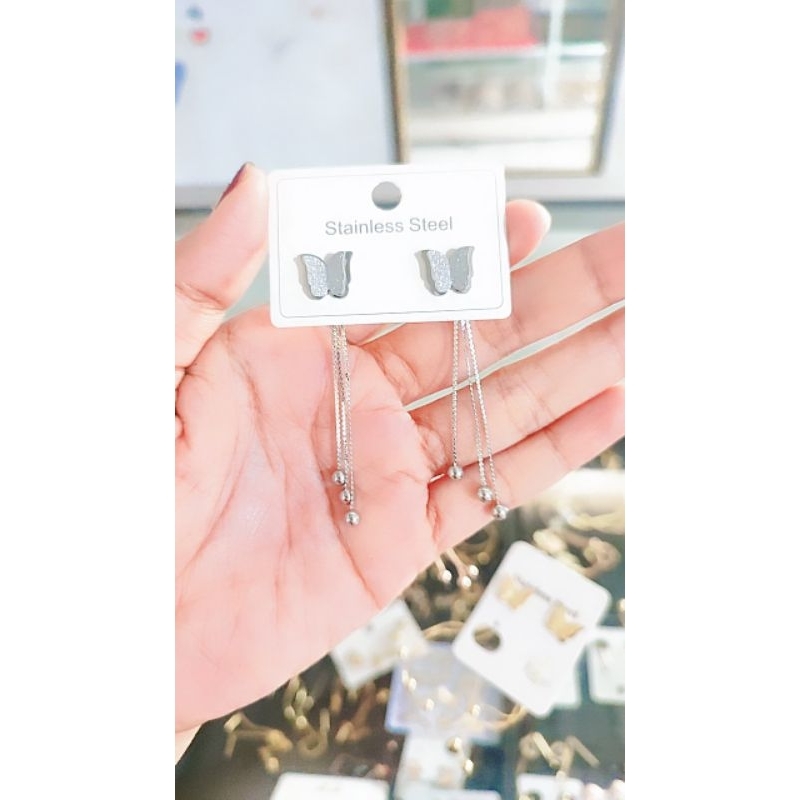 anting titanium kupu kupu model pelik anti karat