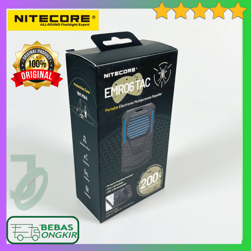 Alat Pengusir Nyamuk Elektrik Portable Mat Repeller 1800 mAh NITECORE EMR06 TAC