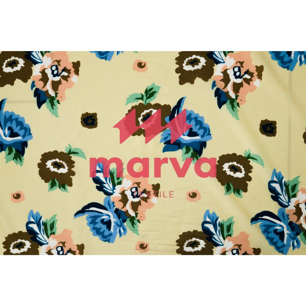 Kain Batik Meteran Premium Bahan Rayon motif bunga warna cokelat  by Marva textile