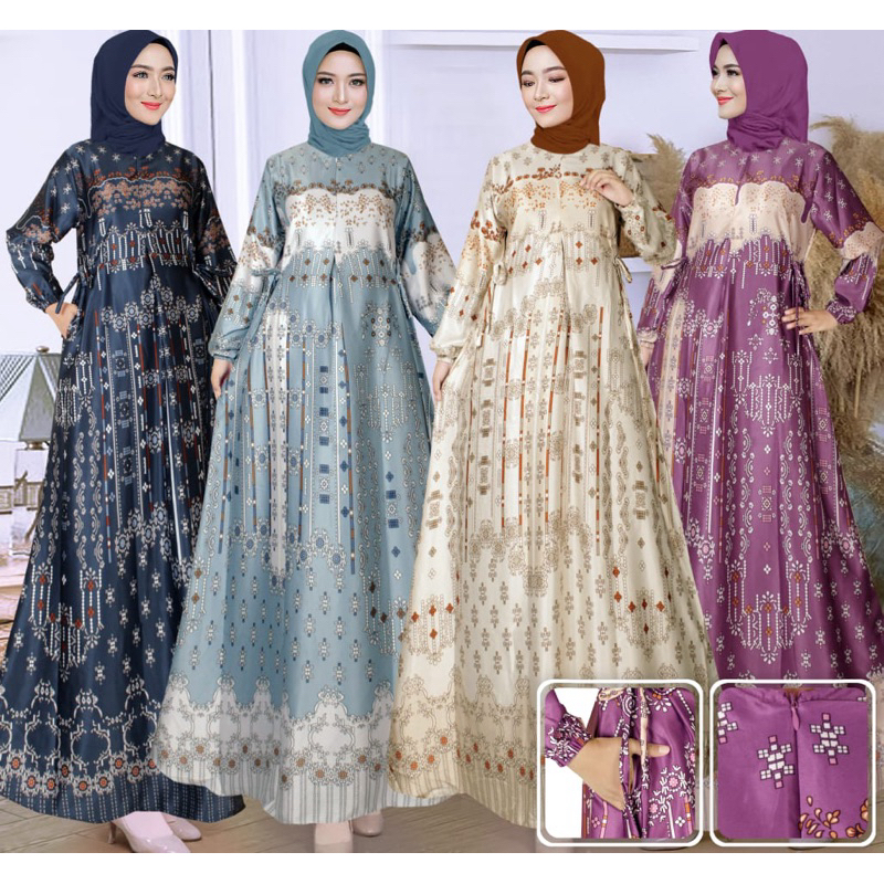 Gamis Maxmara Silk Perenium Mewah Elegan Kondangan Busui Jumbo LD 130