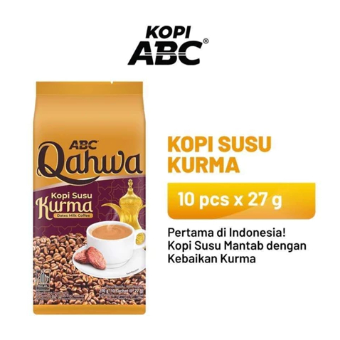 

ABC KOPI SUSU KURMA QAHWA 270 gr ( isi 10 sachet x 27 gr )