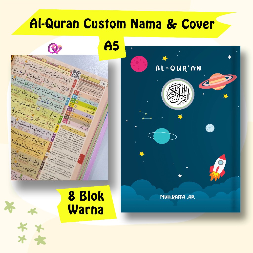 Al Quran Custom Nama Anak 8 Blok Warna Tajwid Quran Tulis Nama Ukuran A5 Sedang
