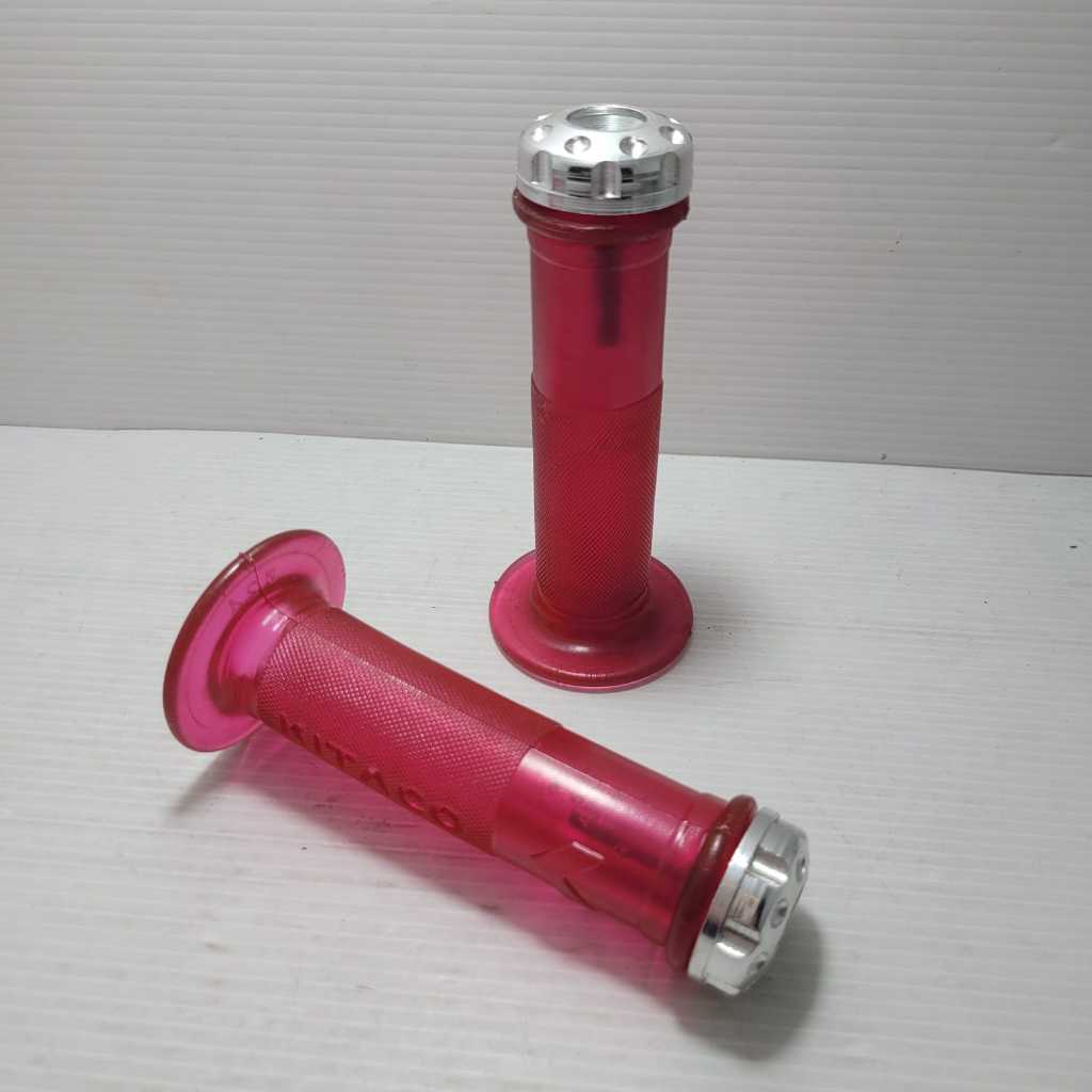 Hanfat Handgrip Variasi Jalu Sepeda Motor Kitako Bening Merah