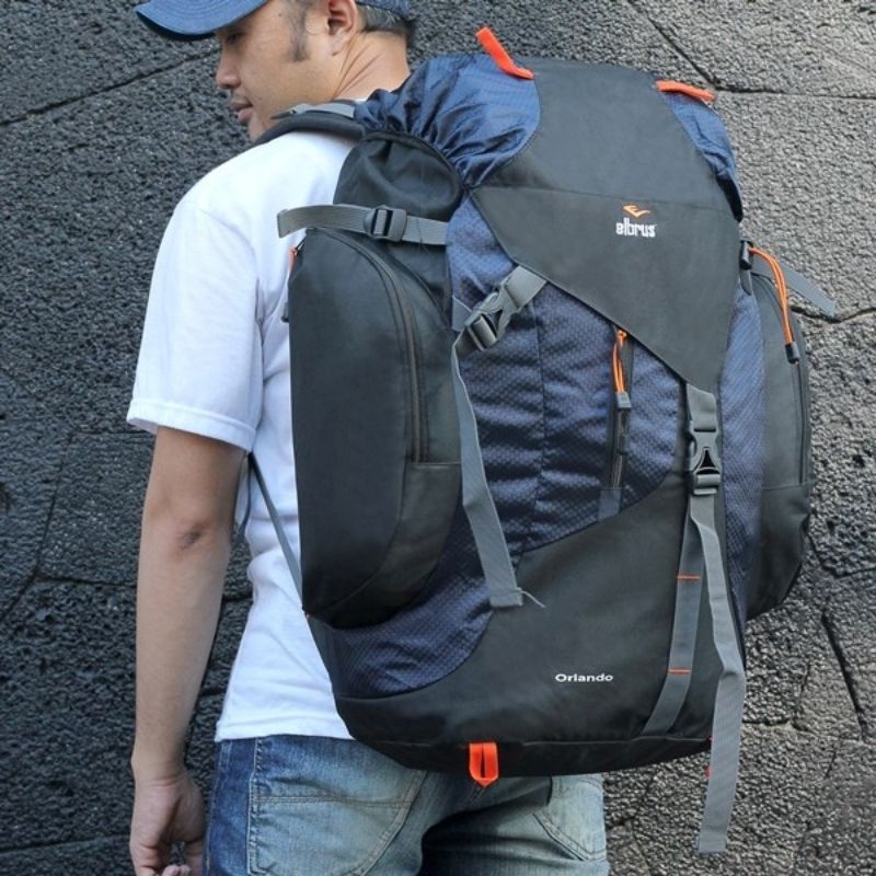 Tas Punggung Pria Semi Karil 50L Premium Tas Ransel Gunung Jumbo Biru Kombinasi