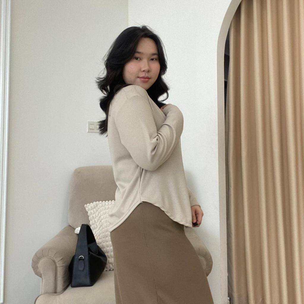 Sara Top - Kaos Knit Lengan Panjang - Atasan Wanita Lengan Panjang - Atasan Knit Wanita - Knit Top -