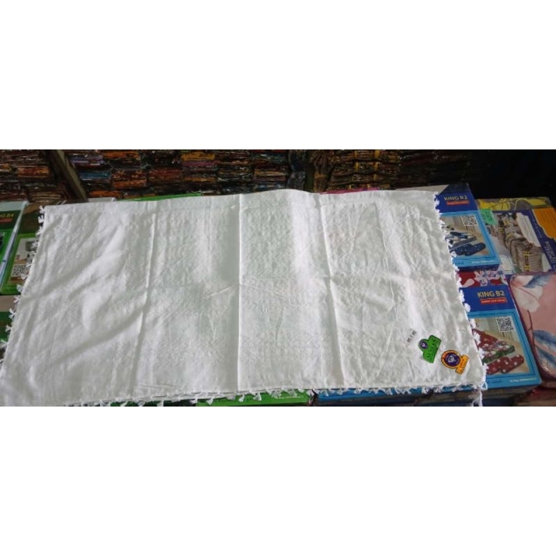 Sorban almas putih polos motif songket
