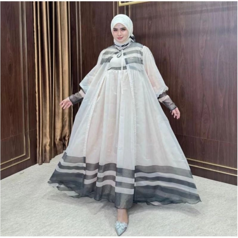 Gamis Set Hijab Outer Garis Ori  Shellasaukia
