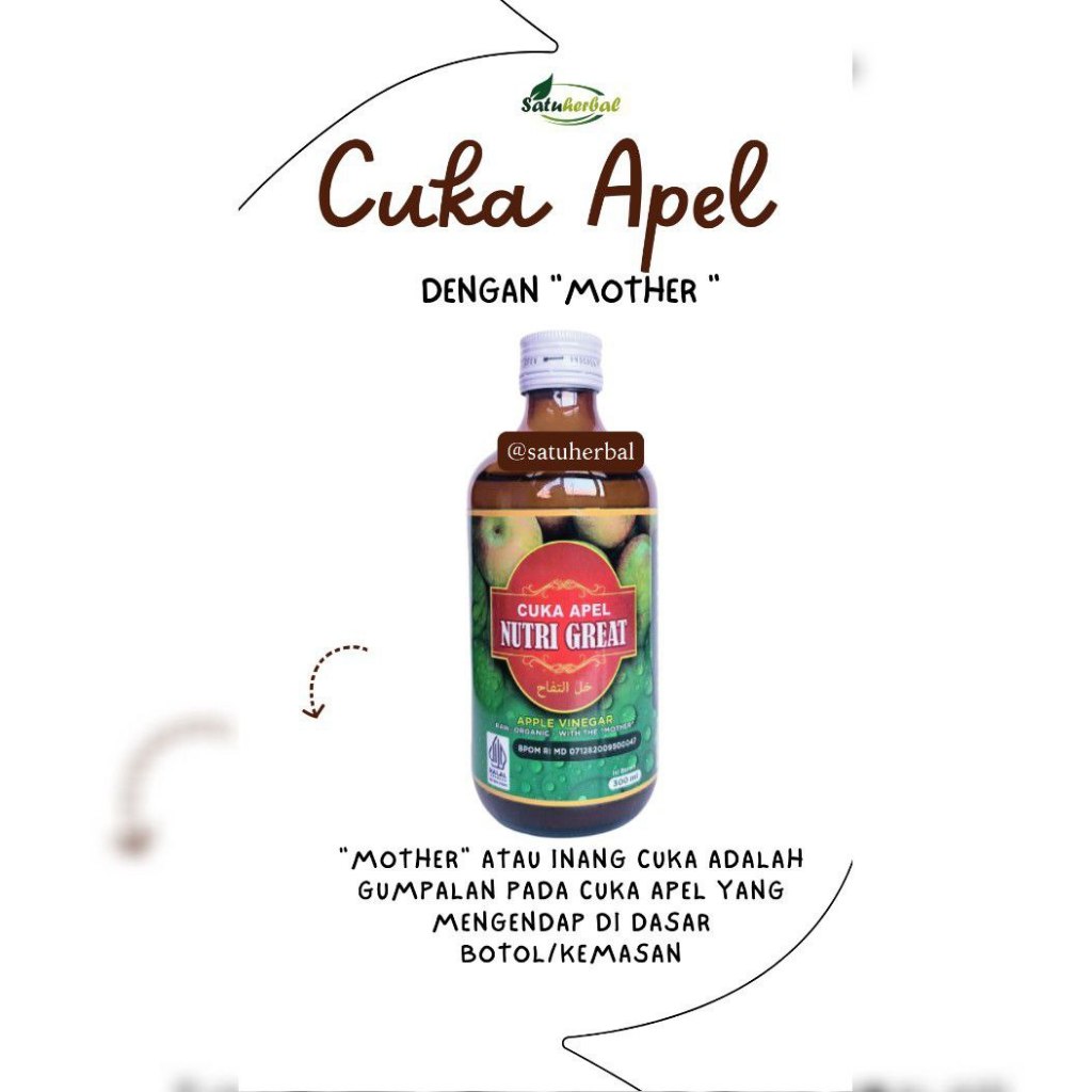 

Cuka Apel Nutri Great dengan Mother inang halal 300 ml