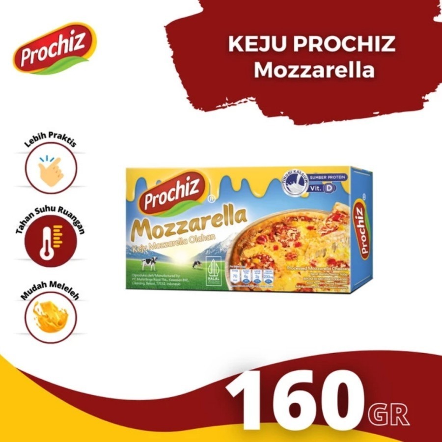 

Prochiz Mozzarella 160gr Cheese Keju Leleh Mozarela Mozza