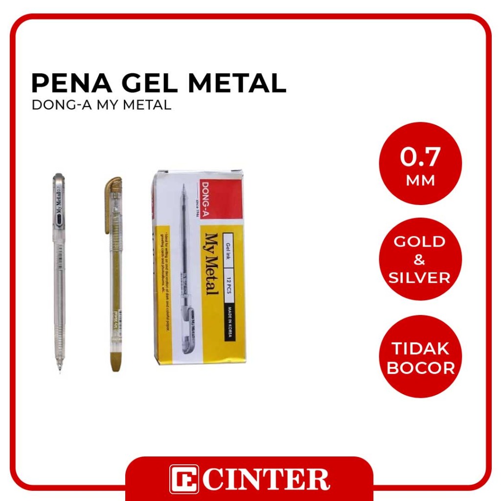 

DONG A- BOLLPOIN / PULPEN / PENA GEL MY METAL 0.7 MM SILVER & GOLD