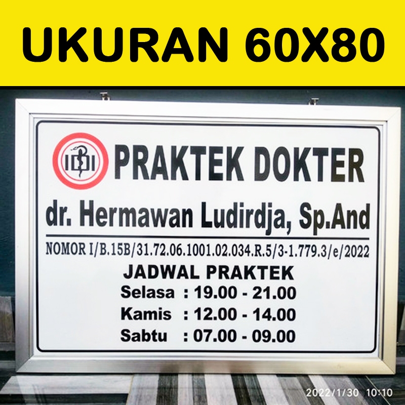 

Papan Nama Ukuran 60x80 Plang Akrilik Praktek Dokter, Bidan, Perawat, Apoteker, Sekolah, Mesjid, Mushola, Toko Usaha PROMO MURAH GRATIS DESAIN