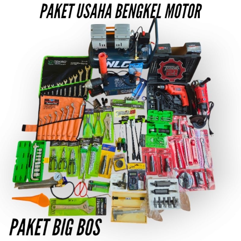PAKET USAHA BENGKEL MOTOR TIPE BIG BOS ALAT BENGKEL MOTOR KOMPLIT