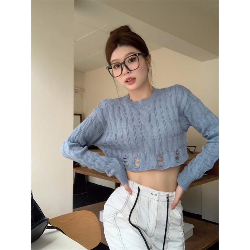 [ YENLIKA ] - LAVENE Knit Top | Long Sleeve Top | Atasan Lengan Panjang Korea Long Sleeve Sweater Cr