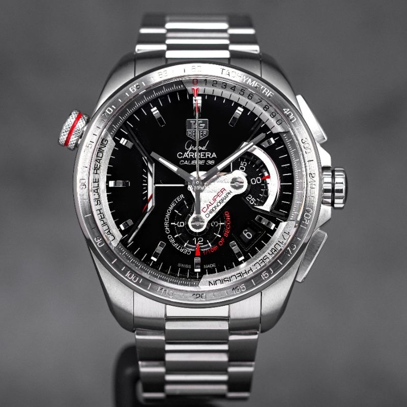 jam tangan pria TAG Heuer grand carrera calibre 36 stainless silver