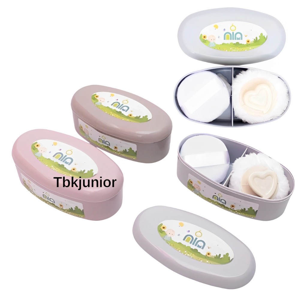 tempat bedak bayi nia tabur isi 2 tempat puff / kotak bedak bayi baru lahir