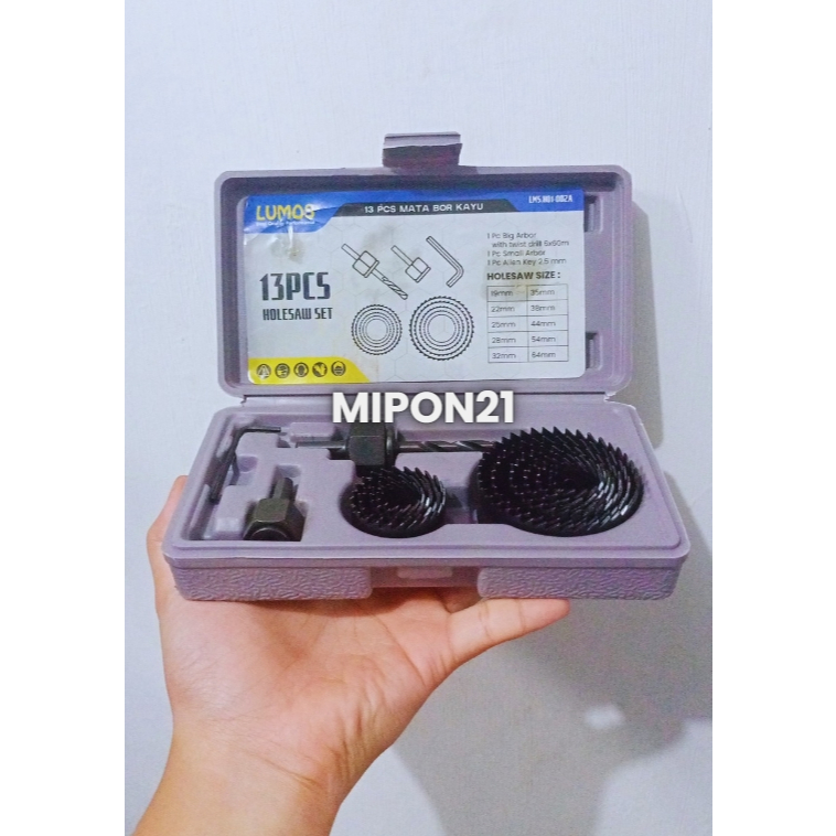 Mata Bor Holesaw Pelubang Kayu 13 Pcs
