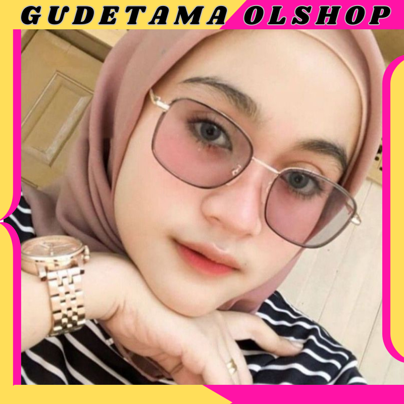 Kacamata Photochromic Anti Radiasi Bentuk kotak Frame Metal Kacamata Pria Wanita Photochromic KMT005