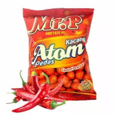 

Mr P kacang atom pedas Balado 1 ball isi 12 pcs ( per pcs 33 gram )