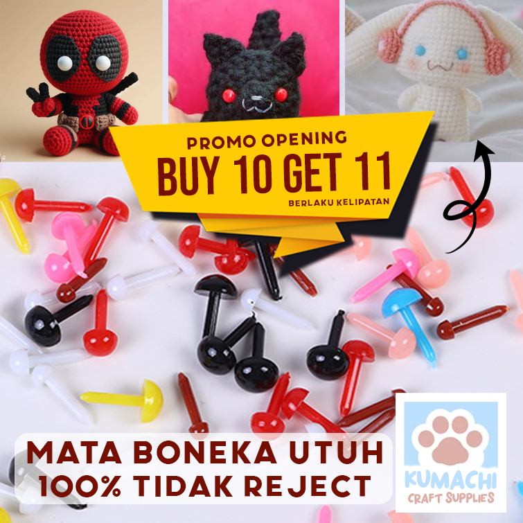 Mata Boneka Warna UTUH NO REJECT Tusuk Doll Eyes Amigurumi Crochet Rajut Craft Boneka Grosir Ecer