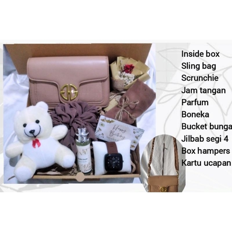

gift box hampers sling bag premium krem coksu series hampers ulang tahun wisuda wedding anniversary