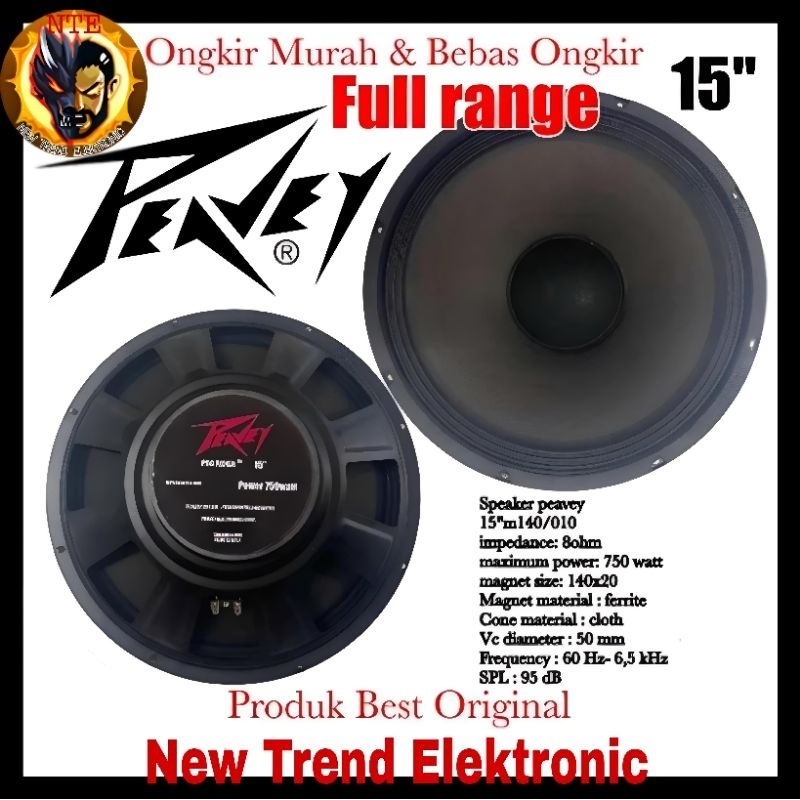 Speaker Peavey 15inch Prorider 750 watt Karakter midlow Full rangge