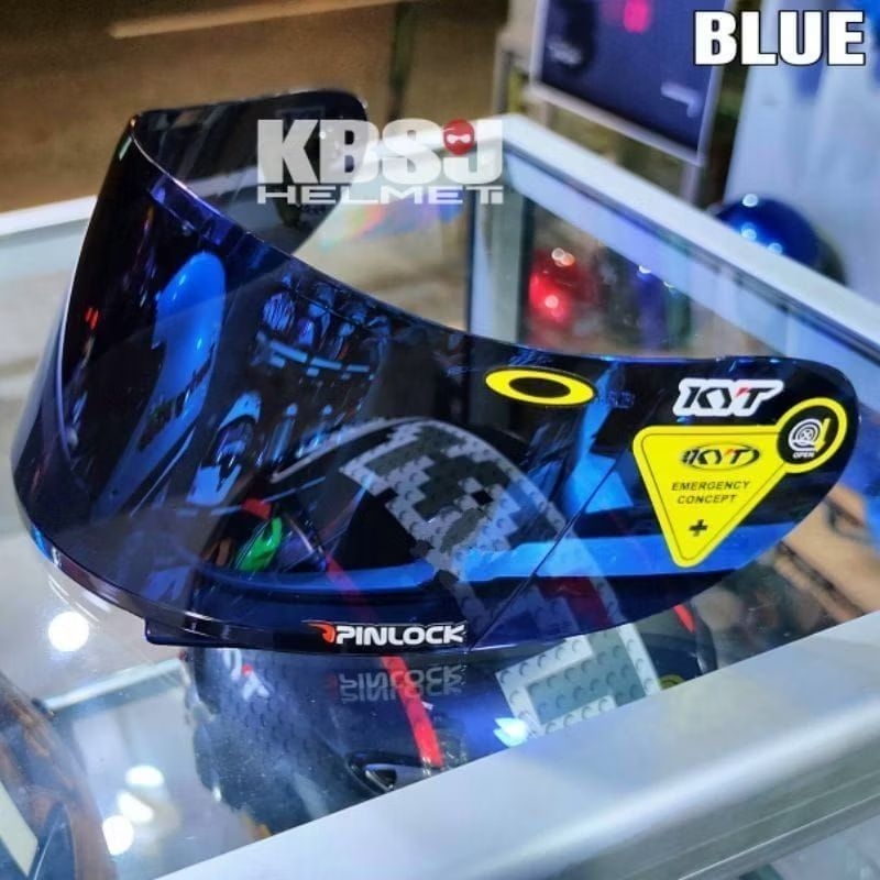 Kaca Helm Flat visor KYT K2RIDER KYT RC7 KYT R10 Iridium Blue Gold Silver gratis stiker Visor