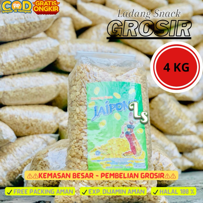 [GROSIR][4 KG] JAIPONG KACANG BOGOR ORIGINAL ASIN / KACANG BOGOR RENYAH ENAK RAPUH/ KACANG MENTE / K