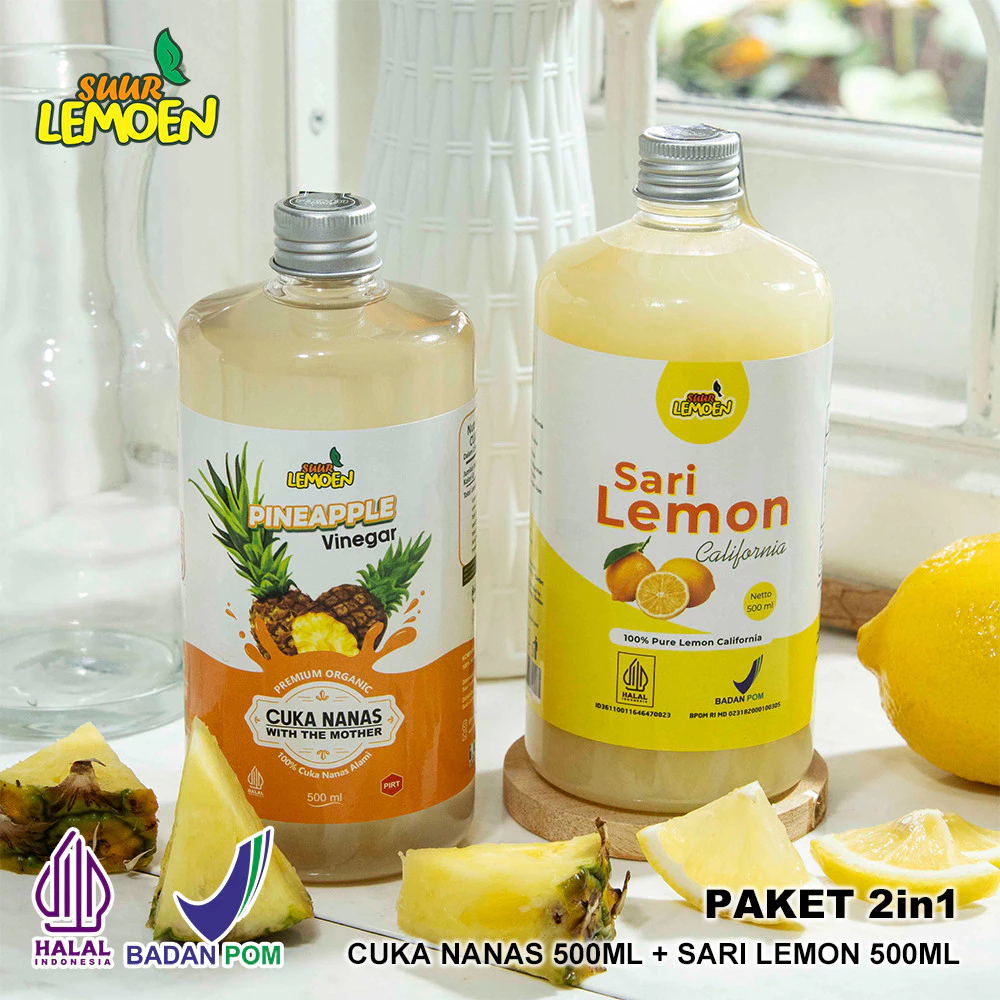 

SUUR LEMOEN - Paket Hemat Cuka Nanas 500ml dan Sari Lemon 500ml - Obat Diabetes Alami _TK