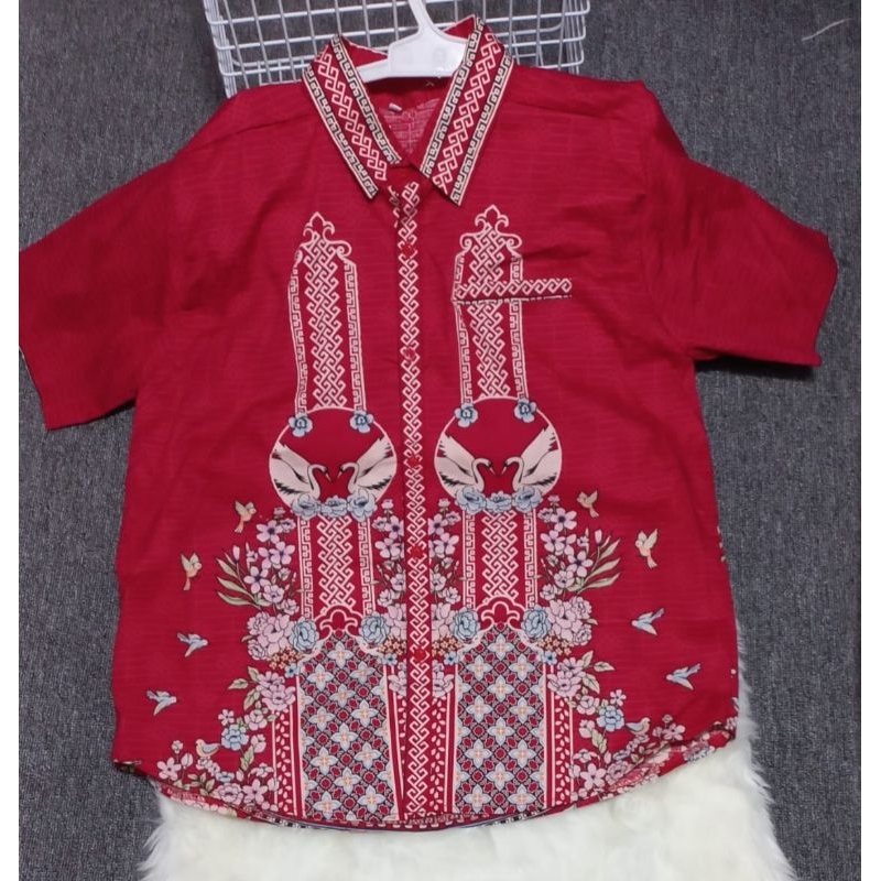 Cheongsam Batik Kemeja Cowok Couple Untuk Imlek Chinese New Year Premium