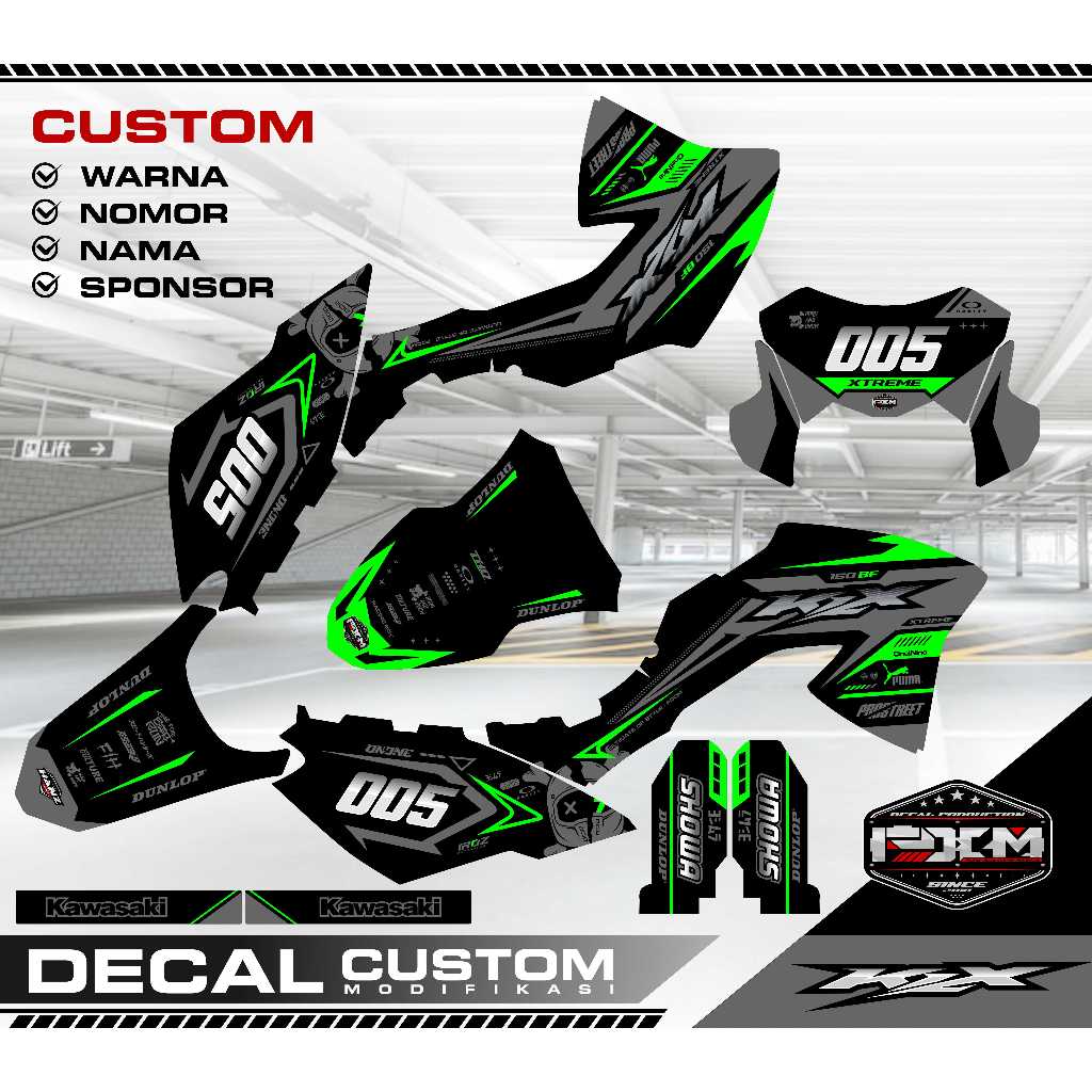 decal sticker KLX BF 150 Extreme MERAH Hitam Grey Sticker Fullbody (fullcustom, bebas desain, bebas 