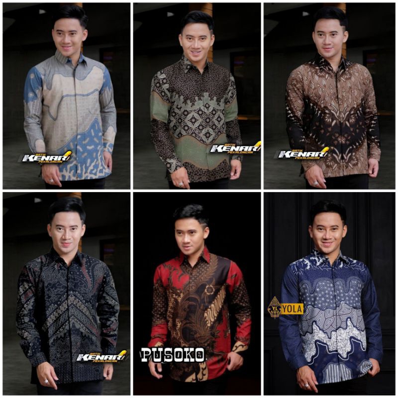 baju batik pria lengan panjang modern fit kemeja batik cowok EMHA STYLE  size M L XL XXL