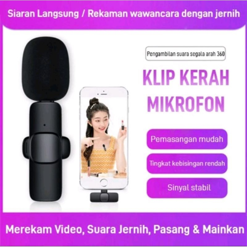Mic Mikrofon clip on Nirkabel Wireless/berkendara gratis/Pasang dan mainkan/ Lavalier Mic Portabel A