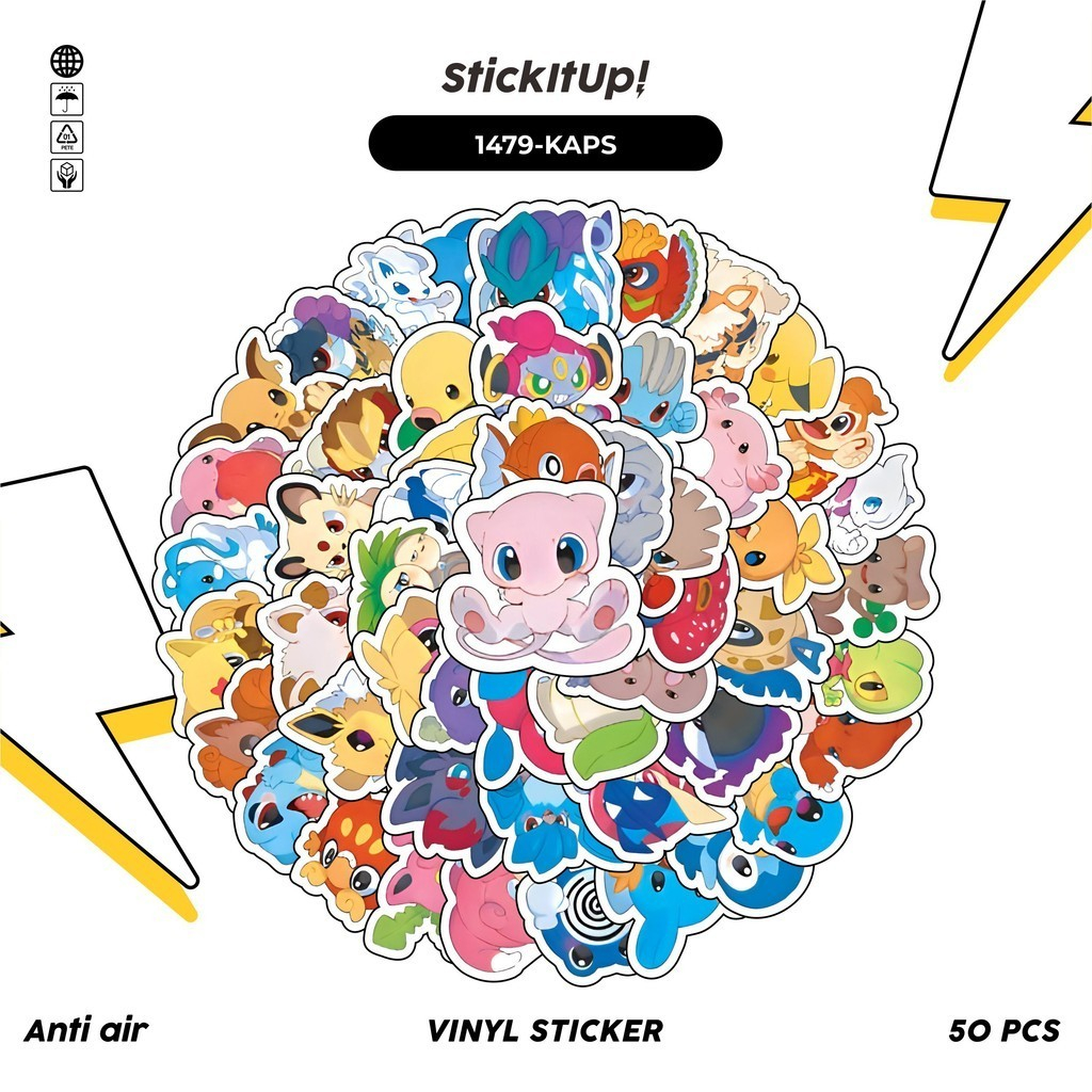 

COD✨ 100 Pcs Stiker Pack Kawaii Anime Pokemon Chibi Series Lucu Aesthetic Vynil Waterproof untuk Freebies Sticker Buku Journal Casing HP Laptop