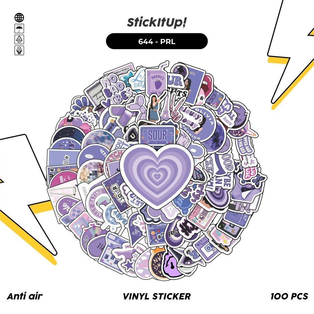 

COD 100 Pcs Stiker Pack INS Style Purple Lucu Aesthetic Vynil Waterproof untuk Freebies Sticker Buku Journal Casing HP Laptop