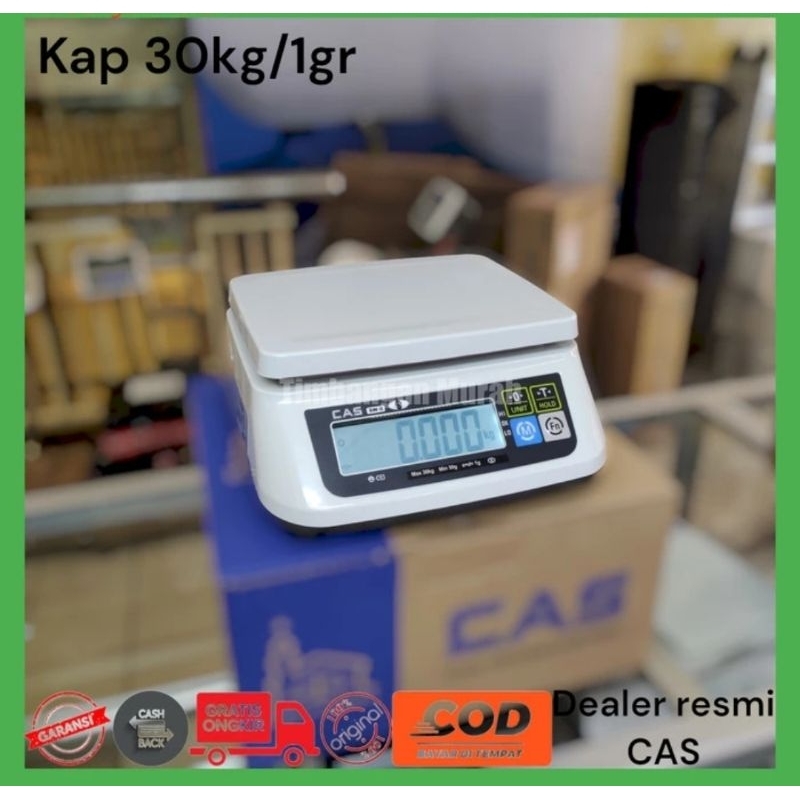 Timbangan meja digital CAS SW II kapasitas 30 kg x 1 gram garansi service dan sparepart 2 tahun