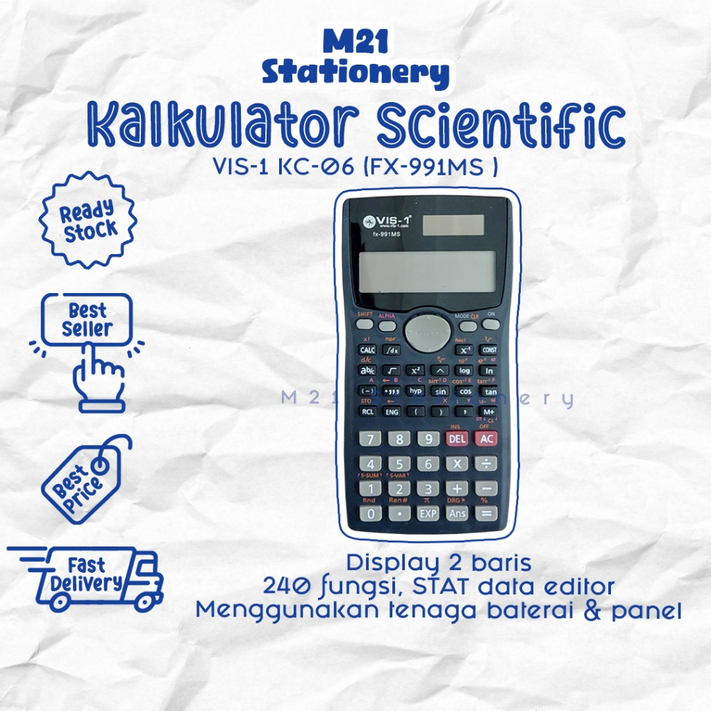 

KALKULATOR SCIENTIFIC VIS-1 KC-06 (FX-991MS ) / CALCULATOR ILMIAH ESTETIK KALKULATOR SCIENTIFIC VIS1 240 FUNGSI TERMURAH KALKULATOR SCIENTIFIC MURAH / M21 STATIONERY JOGJA