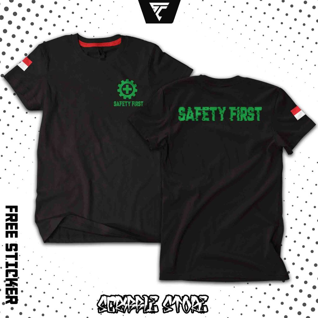 Baju Kaos K3 Safety First Seragam Kerja Lapangan Proyek | Kaos Logo Safety Indonesia Bahan Katun Ade