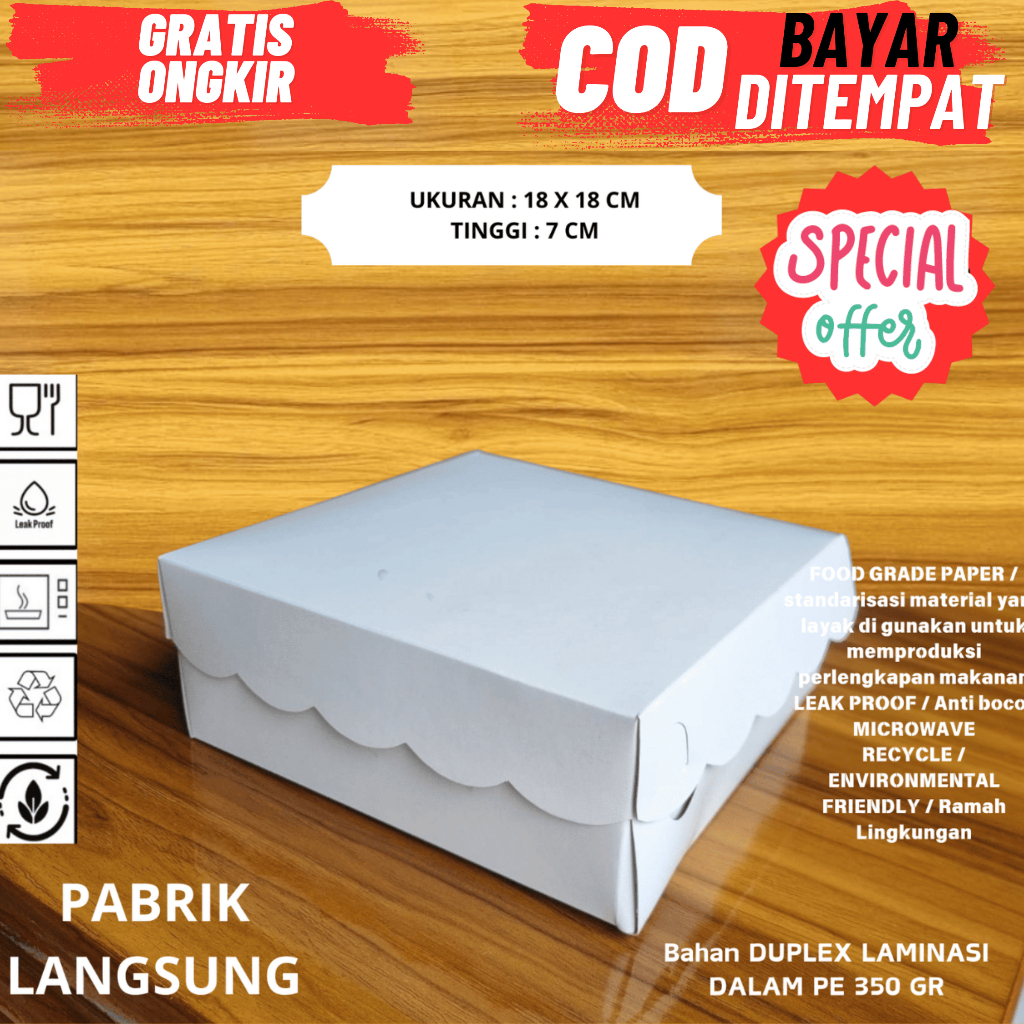 LAWRENCE BOX NASI LAMINASI / R8 / KOTAK NASI RENDA DUPLEX COATED MENGKILAP PUTIH / KOTAK NASI RENDA 