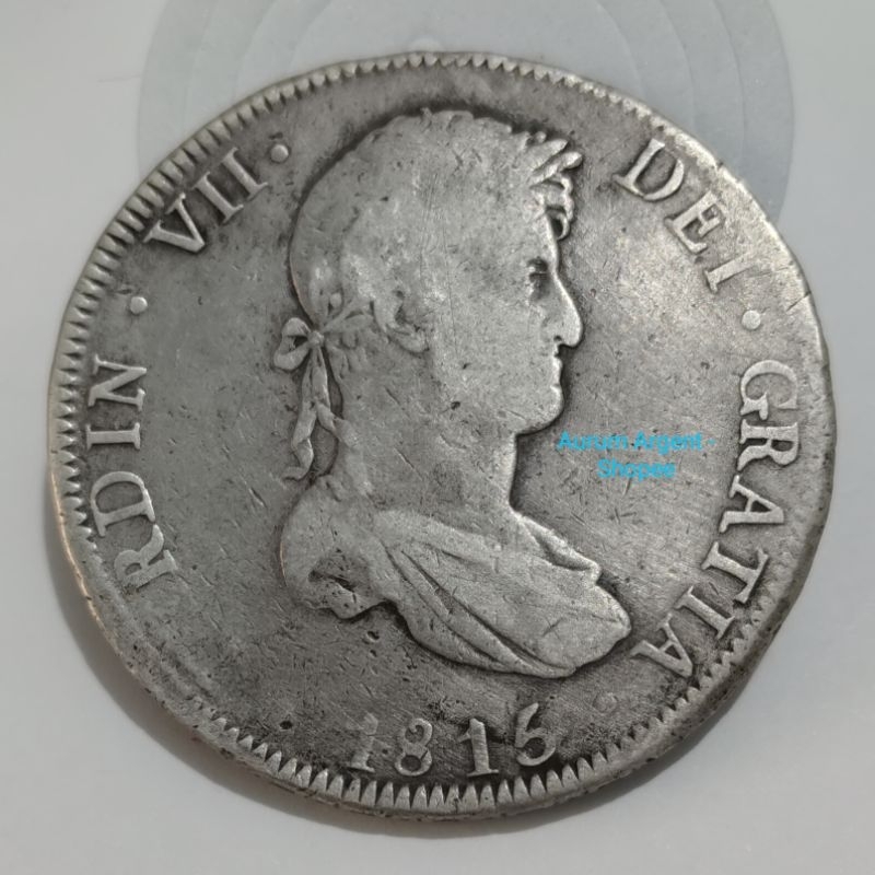 SL.2-- 1 PC KOIN PERAK KUNO ASLI PTS 8R.P.I FERDIN VII TH 1815. -- SILVER COIN --