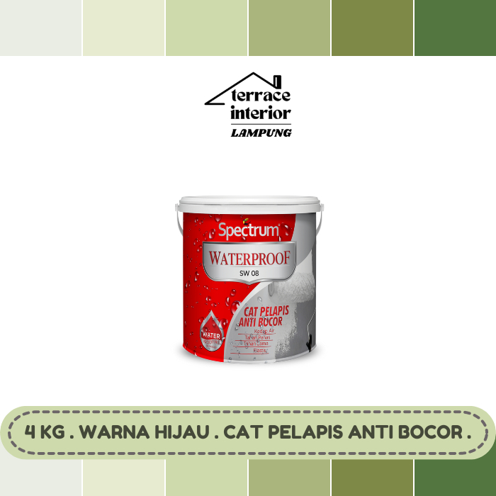 Cat Pelapis Anti Bocor Spectrum Waterproof Warna Hijau 4 KG