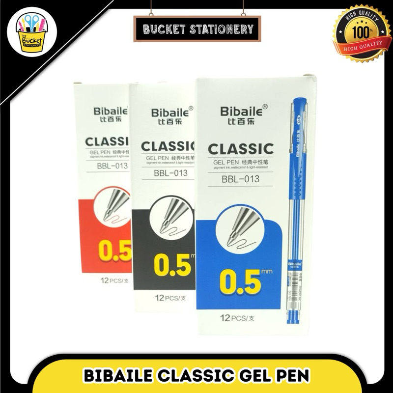 

Classic Gel Pen 0.5mm BBL-013 Bibaile Gel Pulpen good quality (mirip pilot/ joyko)