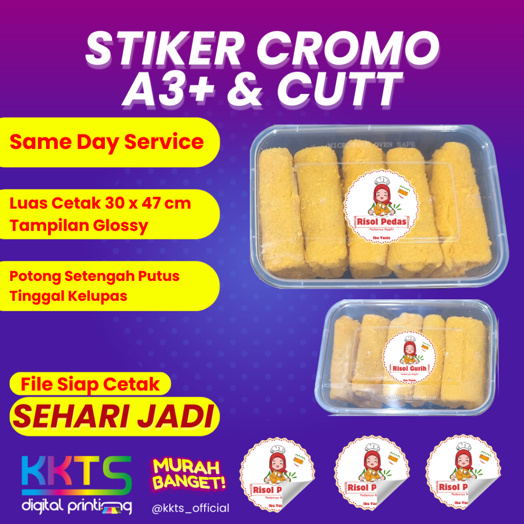 

CETAK DAN CUTTING STIKER A3+ CUSTOM CHROMO MURAH | CETAK STIKER LABEL KEMASAN RAMAH UMKM